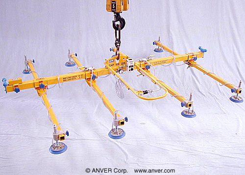 ANVER Eight Pad Lifting Frame for use with Remote Vacuum Generator for Lifting Aluminum Sheets 12 ft x 8 ft (3.7 m x 2.4 m) up to 500 lb (227 kg)